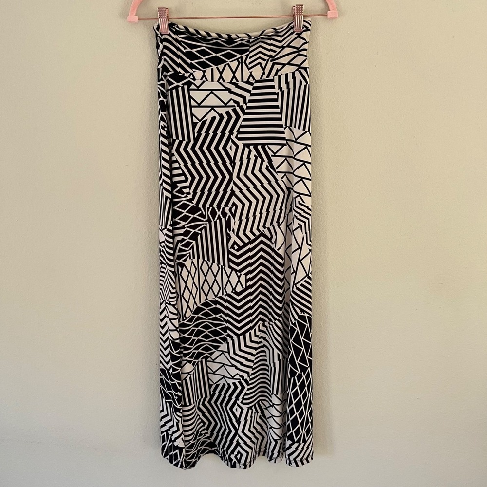 Vintage Charlotte Russe Maxi Skirt M Foldover‎ Waist Slinky Jersey Knit USA